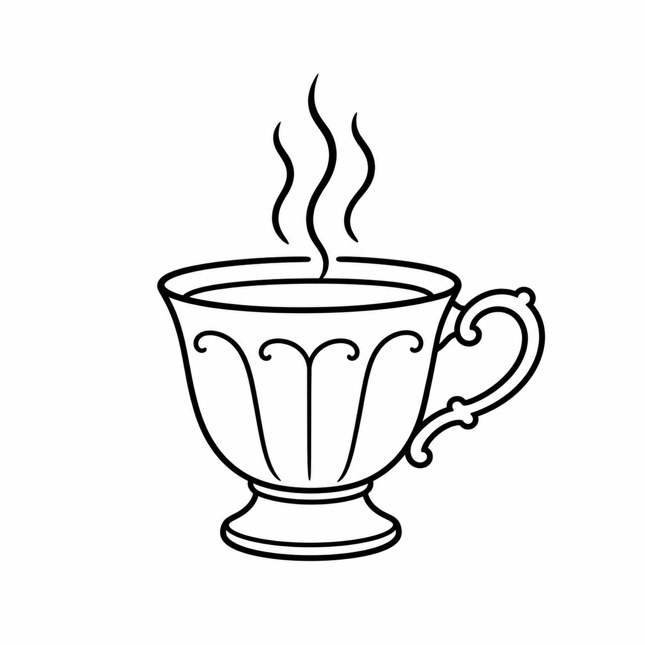 Vintage coffee cup line-art icon